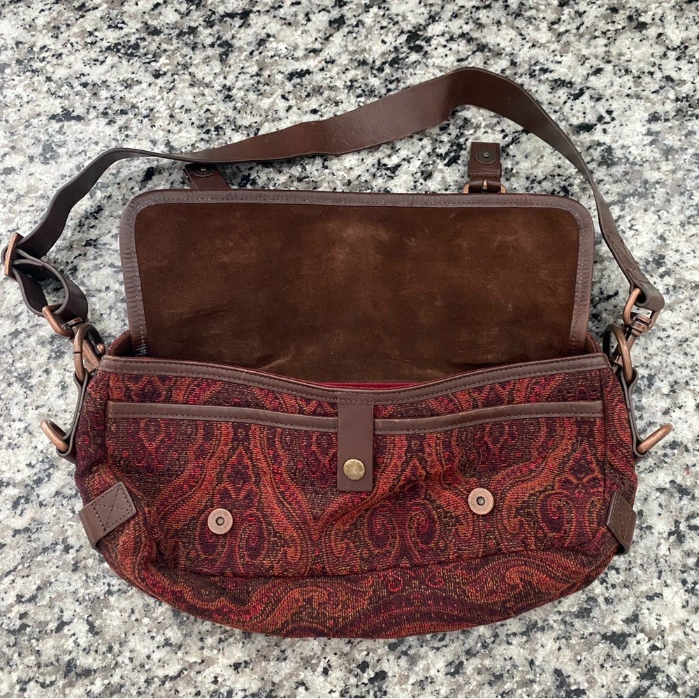 Vintage Cynthia Rowley Tapestry Purse Leather - Picture 3 of 8
